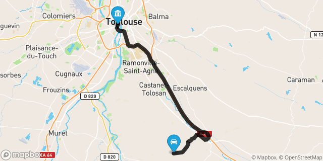 Itinéraire vers Toulouse