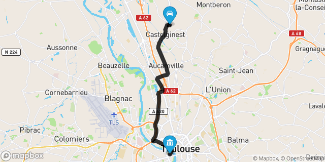 Itinéraire vers Toulouse