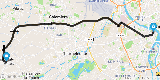 Itinéraire vers Toulouse