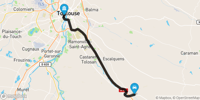 Itinéraire vers Toulouse