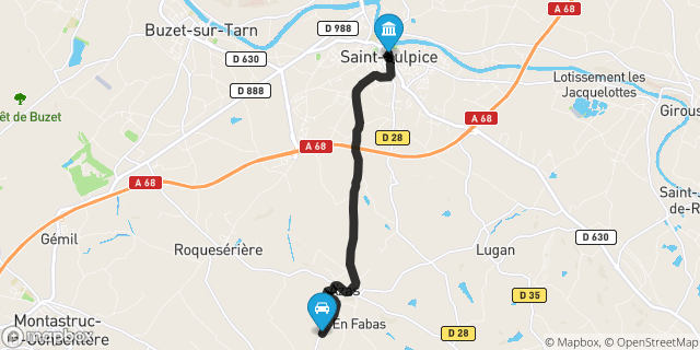Itinéraire vers Saint-Sulpice