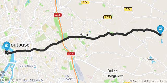 Itinéraire vers Toulouse