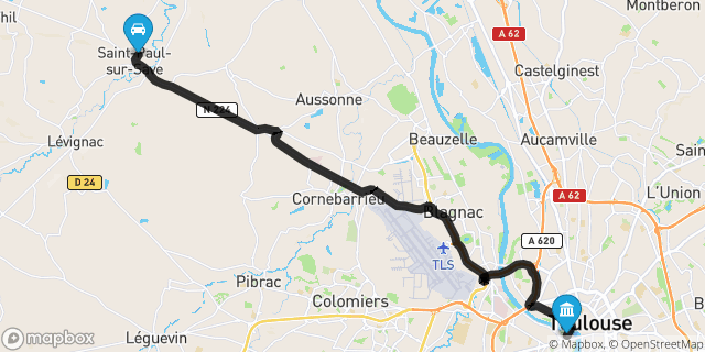 Itinéraire vers Toulouse