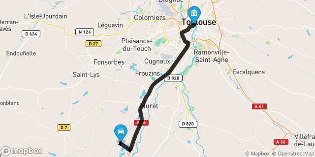 Itinéraire vers Toulouse