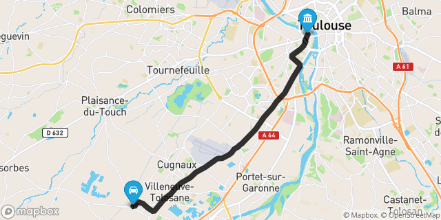 Itinéraire vers Toulouse