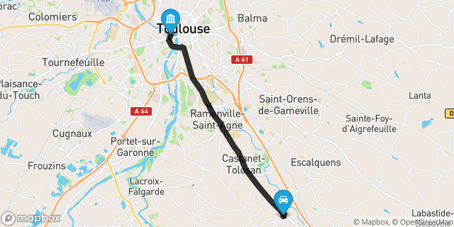 Itinéraire vers Toulouse