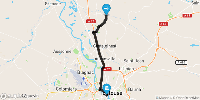 Itinéraire vers Toulouse
