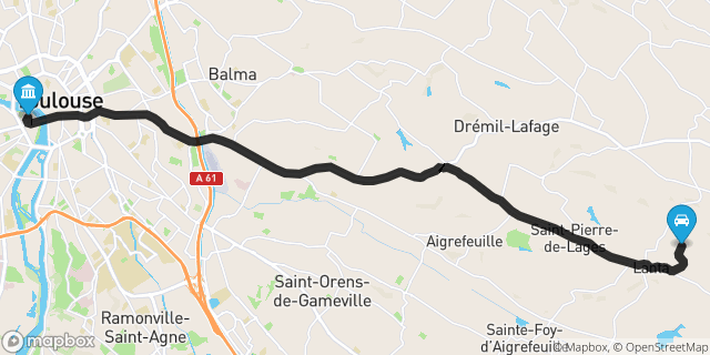 Itinéraire vers Toulouse