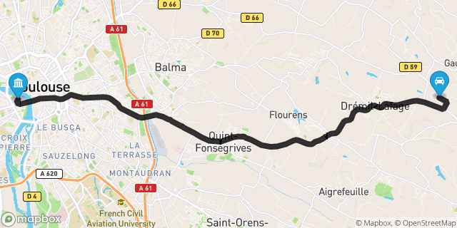Itinéraire vers Toulouse