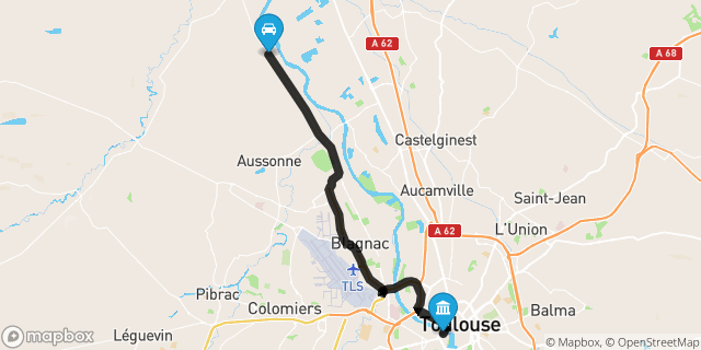 Itinéraire vers Toulouse