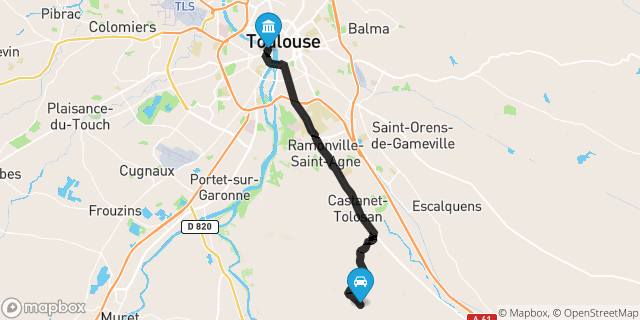 Itinéraire vers Toulouse