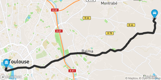 Itinéraire vers Toulouse