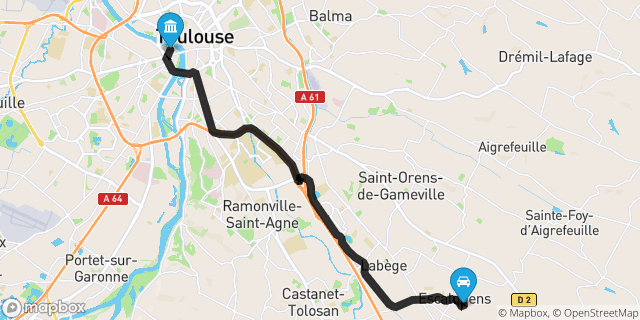 Itinéraire vers Toulouse