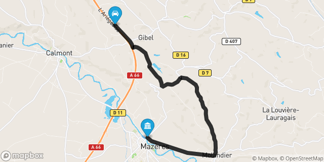 Itinéraire vers Mazères