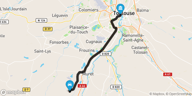 Itinéraire vers Toulouse