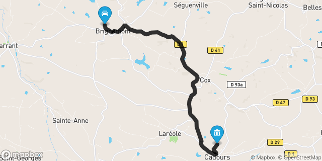 Itinéraire vers Cadours