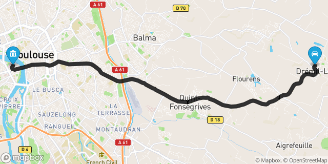 Itinéraire vers Toulouse