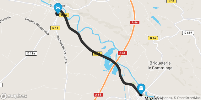 Itinéraire vers Mazères