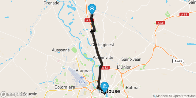 Itinéraire vers Toulouse
