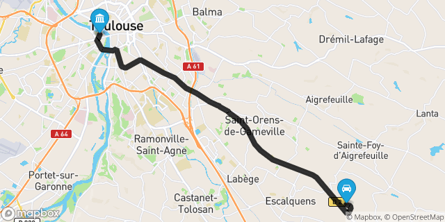 Itinéraire vers Toulouse