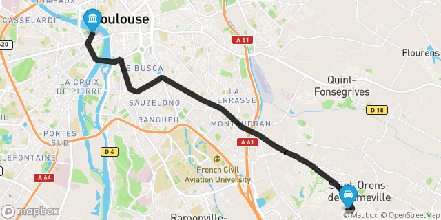 Itinéraire vers Toulouse