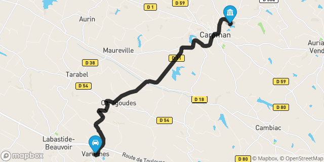 Itinéraire vers Caraman