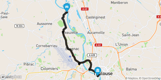 Itinéraire vers Toulouse