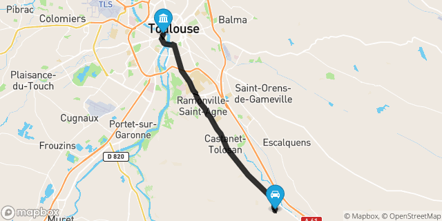Itinéraire vers Toulouse