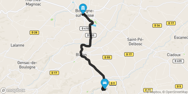 Itinéraire vers Boulogne-sur-Gesse
