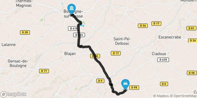 Itinéraire vers Boulogne-sur-Gesse