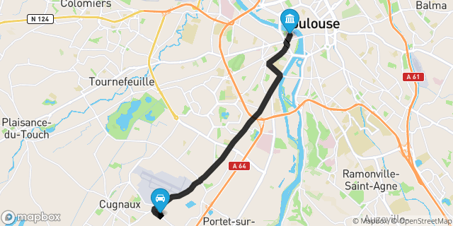 Itinéraire vers Toulouse