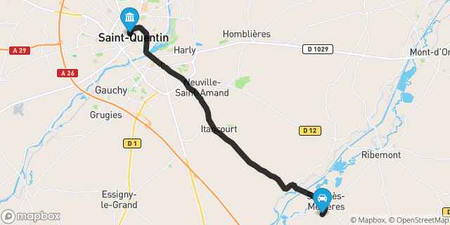 Itinéraire vers Saint-Quentin