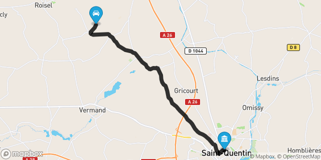 Itinéraire vers Saint-Quentin