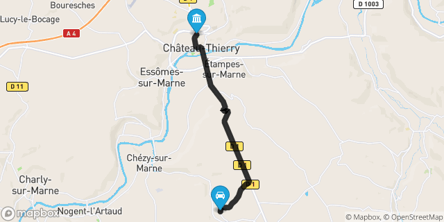 Itinéraire vers Château-Thierry