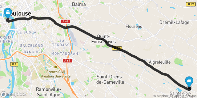 Itinéraire vers Toulouse