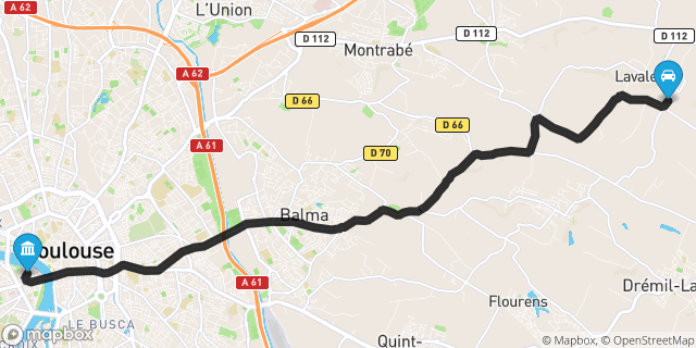 Itinéraire vers Toulouse
