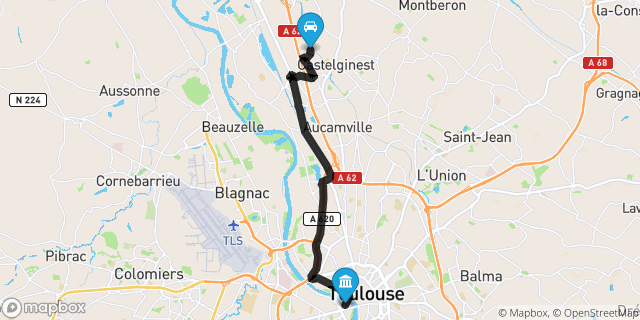 Itinéraire vers Toulouse