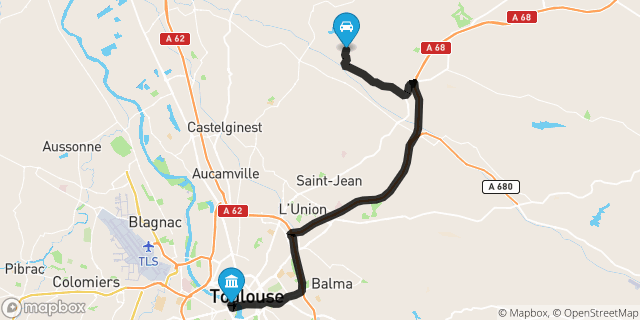 Itinéraire vers Toulouse