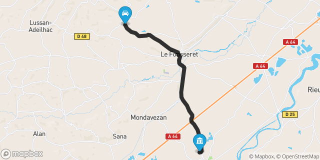 Itinéraire vers Cazères