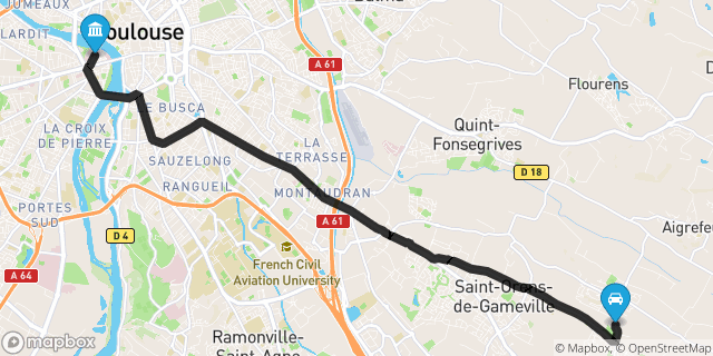 Itinéraire vers Toulouse
