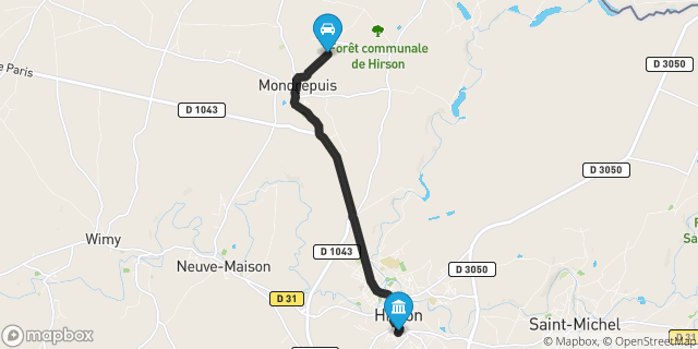 Itinéraire vers Hirson