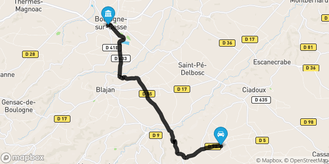 Itinéraire vers Boulogne-sur-Gesse
