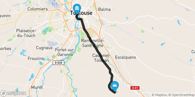 Itinéraire vers Toulouse