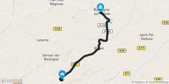 Itinéraire vers Boulogne-sur-Gesse