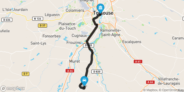 Itinéraire vers Toulouse