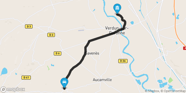 Itinéraire vers Verdun-sur-Garonne