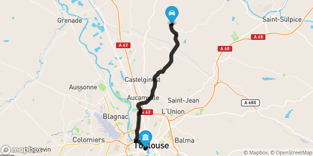 Itinéraire vers Toulouse