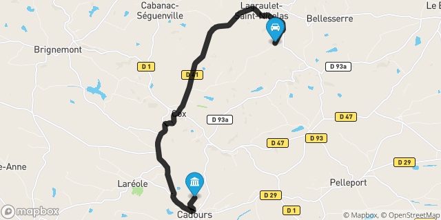 Itinéraire vers Cadours