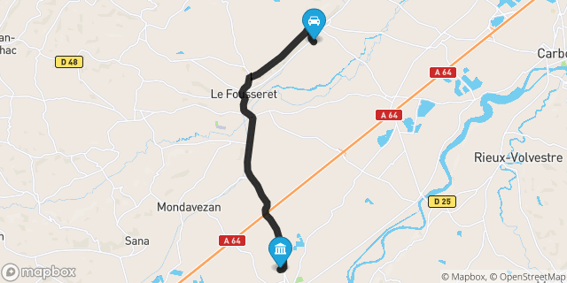 Itinéraire vers Cazères