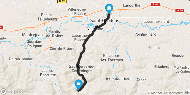 Itinéraire vers Saint-Gaudens